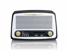 Radio vintage fm stéréo avec fonction réveil lenco blanc-gris SR-02GY