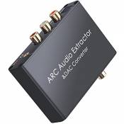 LiNKFOR 192kHz DAC Convertisseur ARC Audio Extractor HDMI Audio Retour Channel DAC Audio avec Câble HDMI/SPDIF Converter Numérique HDMI Optique SPDIF