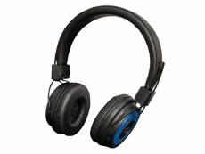 Casque écouteurs sans fil soundlab a083a, bluetooth, oreillettes rembourrées, finition noir-bleu