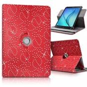 KARYLAX Seluxion - Etui de Protection et Support Universel L (Dimensions 27,5cm x 19cm), avec Diamants Couleur Rouge pour Tablette Polaroid Infinite 1
