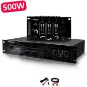 Pack Sono Dj Amplificateur 500W IBIZA SOUND SA500 + Table de mixage MIX800 + Câblages RCA + PC