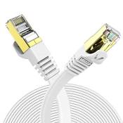 Veetop Cable Ethernet Rj45 Plat Cat 7 Câble De Réseau 10 Gigabit/s 1m Blanc