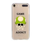 Coque Ipod touch 5 touch 6 game over addict tete de mort vert skull geek retro transparente
