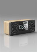 Enceinte bluetooth A10 - Radio-réveil FM avec affichage de l'heure en bois