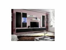 Meuble tv fly e5 design, coloris blanc et noir brillant. Meuble pour votre salon.