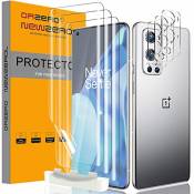 NEWZEROL 6 Pièce Protection écran Compatible pour OnePlus 9 Pro, Contenir 3 Pièce TPU Protection écran [Support Empreintes Digitales] et 3 Pièce Camér