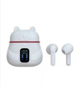 Écouteur sans fil avec MicrophoneTWS, chat mignon oreillettes, jeux de téléphone portable, intra-auriculaires,Blanc