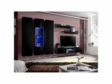 Ensemble meuble tv fly p5 avec led. Coloris noir. Meubles suspendus design pour votre salon.