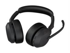 Jabra Evolve2 55 UC Stereo - Micro-casque - sur-oreille - Bluetooth - sans fil - Suppresseur de bruit actif - USB-C, USB-A - noir - avec support de ch