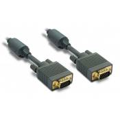 Câble VGA sub-D 15 mâle/mâle avec ferrites 3 m