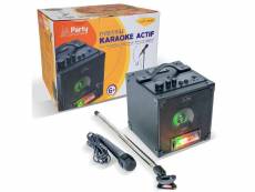 Pack karaoké bluetooth avec jeux de lumière, micro et support + jeu lumière effet astro 4x3w rgba led - batterie