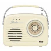 Silva Schneider Mono 1965 Radio portative FM AUX, USB rechargeable beige