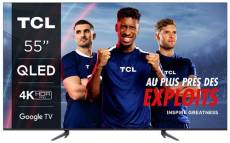 TV QLED TCL 55C645 139 cm 4K UHD Google TV Aluminium brossé