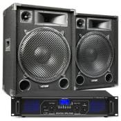 MAX15 Combinaison d'enceintes DJ et d'amplificateurs Bluetooth 2000W - idéal pour animer vos soirées