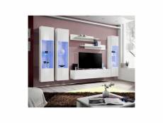 Meuble tv fly c3 design, coloris blanc brillant. Meuble suspendu moderne et tendance pour votre salon.