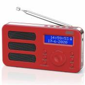 Radio Portable Digitale FM Dab RNT – August MB225 – Petit Poste Radio Batterie Rechargeable Rouge