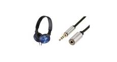 Sony mdr-zx310l casque pliable - bleu & amz basics rallonge audio stéréo (3,5 mm mâle vers femelle) 3,66 m