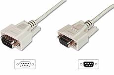 DIGITUS Câble de Connexion série D-Sub 9 à D-Sub 9 - Fiche à Prise Femelle - 5.0m - Rallonge de câble - Beige