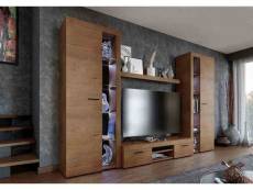 Furnix meuble multimédia Rivay xl meuble tv vitrine étagère 4 pièces 300cm chêne lefkas