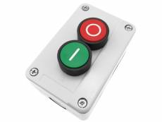 Bematik - boîtier de commande gris/blanc avec 2 boutons-poussoirs momentanés vert 1no rouge 1nf avec symboles
