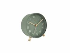 Horloge réveil en métal lofty - diam. 11 cm - vert