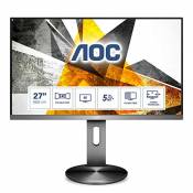AOC Moniteur U2790PQU 68 cm (27 pouces) (HDMI, DisplayPort, hub USB, 3840x2160, 60 Hz, temps de réponse de 5 ms) gris