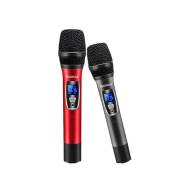 Paire Microphones Karaoké Sans Fil UHF HDME - Double Canal Portatif Cardioïde Faible Distorsion, Récepteur Rechargeable Portée 80m 1800mAh