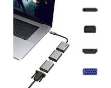 Hama 00200306 USB-C® / Mini-Display / HDMI / VGA Adaptateur [1x USB-C® mâle - 1x Mini port Display femelle, HDMI femelle, VGA femelle] gris