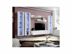 Meuble tv fly c2 design, coloris blanc brillant. Meuble suspendu moderne et tendance pour votre salon.