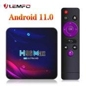 TV Box,LEMFO H96 Max V11 RK3318 4 + 32G WiFi double fréquence + Bluetooth pour Android 9.0 (EU)