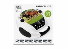 Lecteur radio cd portable mp3 usb blanc, motif cheval