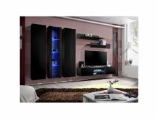 Ensemble meuble tv fly p4 avec led. Coloris noir. Meubles suspendus design pour votre salon.