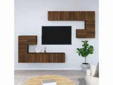 Vidaxl meuble tv mural chêne marron bois d'ingénierie