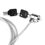 Cable Technologies Câble de sécurité antivol en Acier pour Ordinateur Portable de 110 cm, avec verrou et Fente de sécurité, Kensington, Verrou à clés,