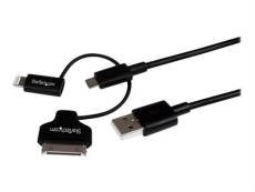 StarTech.com Câble combo USB vers Lightning / Dock 30 broches / Micro USB de 1 m - Noir (LTADUB1MB) - Câble de chargement / de données - Apple Dock, M