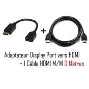 CABLING® Adaptateur Displayport/HDMI Male/Femelle + cordon HDMi M/M 3 mètres