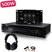 Pack Sono Dj Amplificateur 500W IBIZA SOUND SA500 + Table de mixage MIX800 + CASQUE + Câblages RCA + PC