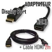 CABLING® Pack Adaptateur Displayport/HDMI Male/Femelle + Cable HDMI M/M 2M