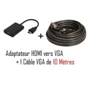 CABLING® Cable Adaptateur HDMI vers VGA + Cable VGA mâle/mâle 10M