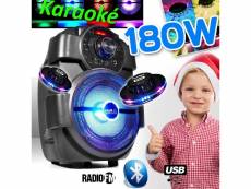 Karaoké enfants enceinte 180w portable batterie handy180 avec usb-bluetooth- radio fm + 2 ovni