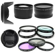 Kit 58mm - Convertisseur Telephoto et Grand Angle + Pare Soleil + Filtres UV CPL FLD et Macro Close-Up + Lens Cap pour CANON EOS Rebel T5i T4i T3i T3