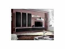 Meuble tv fly e1 design, coloris blanc et noir noir brillant. Meuble suspendu moderne et tendance pour votre salon.