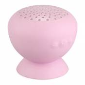 Ecloud Shop® Mini Enceinte Haut Parleur Speaker Ventouse Silicone Etanche Rose