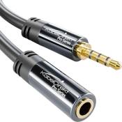 KabelDirekt – 3m Câble d'extension Casque Micro (3,5 mm femelle a 3,5 mm mâle, câble aux 4 pôles) PRO Series