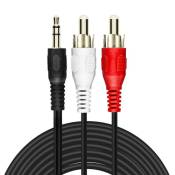Câble Audio Jack 3.5mm Mâle Vers 2x RCA Mâles 5m Son de Qualité LinQ Noir