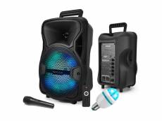 Enceinte karaoke sono dj koolstar autonome mobile sur batterie 8" - 200w - usb-bluetooth-sd + micro + tel + ampoule diams-3led