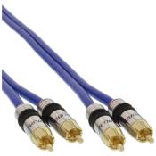 InLine Premium - Câble audio - RCA mâle pour RCA mâle - 10 m - câble coaxial à double blindage - bleu