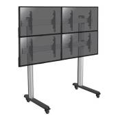 supports pro modular sol KIMEX 031-2400K2 Support sur pieds mur d'images pour 4 écrans TV 45''-55'' - Hauteur 175cm - A roulettes