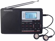 Radio portable fm am sw, dsp avec minuterie sommeil, radio à ondes courtes avec heure et réveil noir