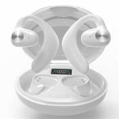 Ecouteurs sans fil Bluetooth YYK-770 Blanc avec double canal stéréo, boîtier de chargement HiFi immersif, affichage numérique, basses profondes avancé